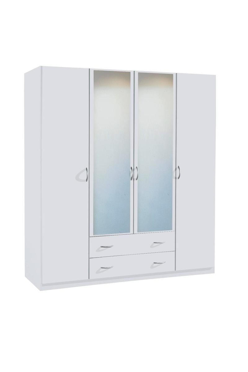 ARMOIRE À PORTES BATTANTES in Weiss  - Weiss/Silberfarben, Design, Glas/Holzwerkstoff (181/197/54cm) - Boxxx