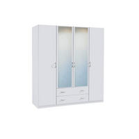 ARMOIRE À PORTES BATTANTES in Weiss  - Weiss/Silberfarben, Design, Glas/Holzwerkstoff (181/197/54cm) - Boxxx