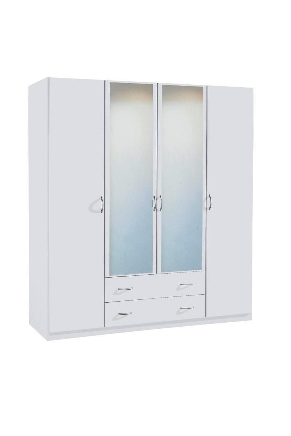 ARMOIRE À PORTES BATTANTES in Weiss  - Weiss/Silberfarben, Design, Glas/Holzwerkstoff (181/197/54cm) - Boxxx