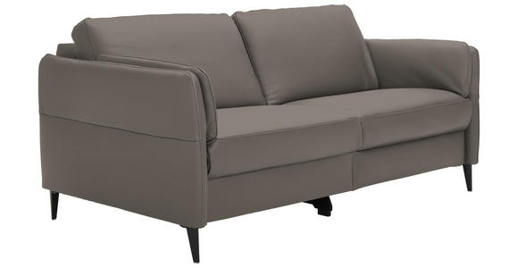 3-SITZER-SOFA in Leder Graubraun - Graubraun/Schwarz, Design, Leder/Metall (190/84/99cm) - Dieter Knoll