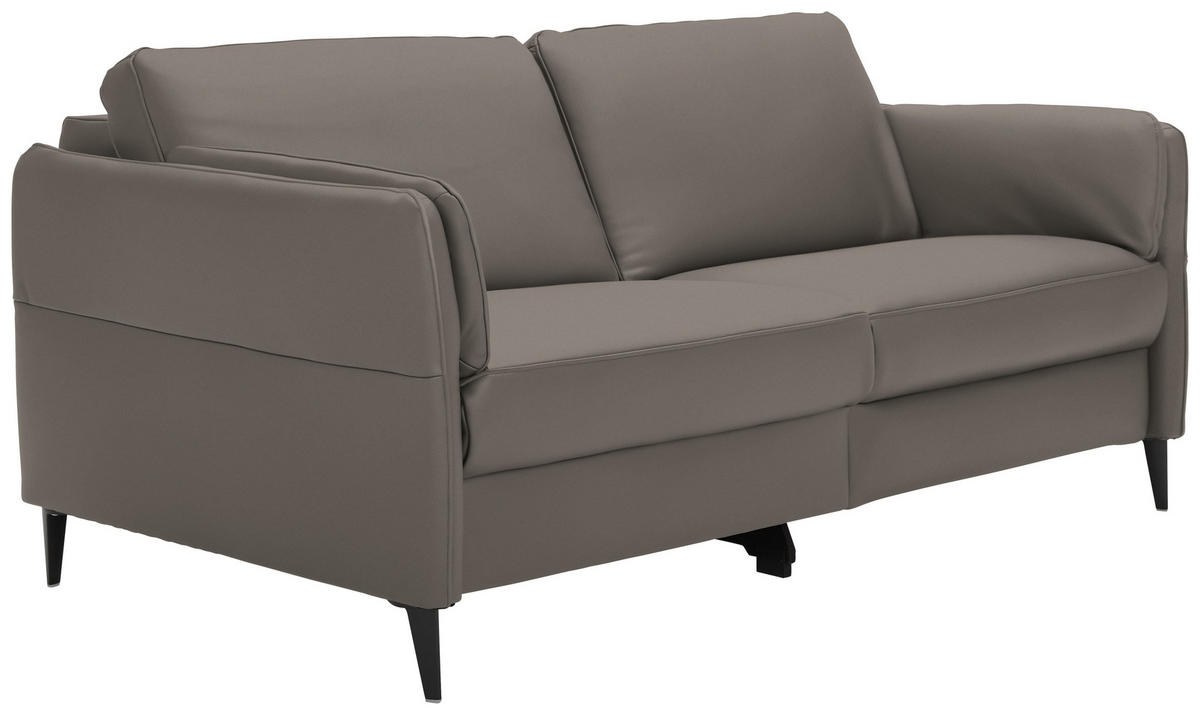 3-SITZER-SOFA in Leder Graubraun  - Graubraun/Schwarz, Design, Leder/Metall (190/84/99cm) - Dieter Knoll