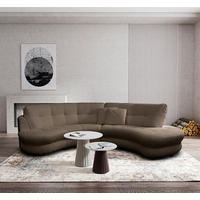 ECKSOFA in Bouclé Braun  - Weiss/Schwarz, Design, Kunststoff/Textil (300/113cm) - Livetastic