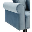 BIGSOFA in Samt Hellblau  - Schwarz/Hellblau, Design, Holz/Textil (248/96/95cm) - Carryhome