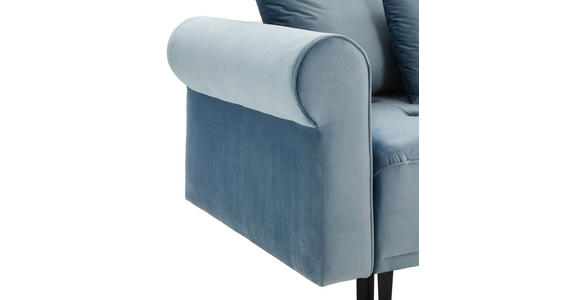 BIGSOFA in Samt Hellblau  - Schwarz/Hellblau, Design, Holz/Textil (248/96/95cm) - Carryhome