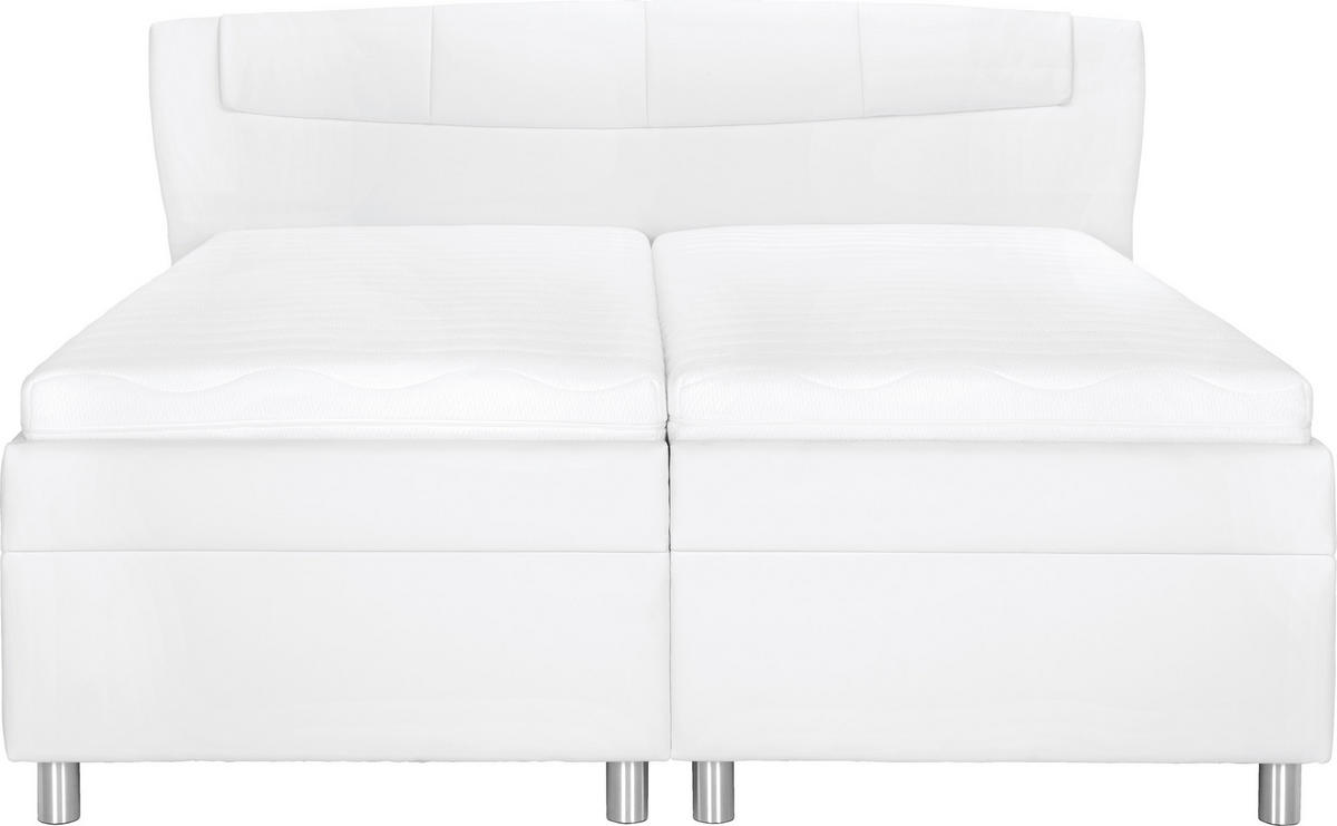 POLSTERBETT 200/210 cm  in Weiss  - Weiss/Silberfarben, Konventionell, Textil/Metall (200/210cm) - Esposa
