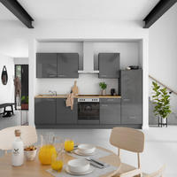 KÜCHENBLOCK 300 cm   in Eichefarben, Schieferfarben  - Schieferfarben/Edelstahlfarben, MODERN, Holzwerkstoff/Metall (300cm) - Nobilia