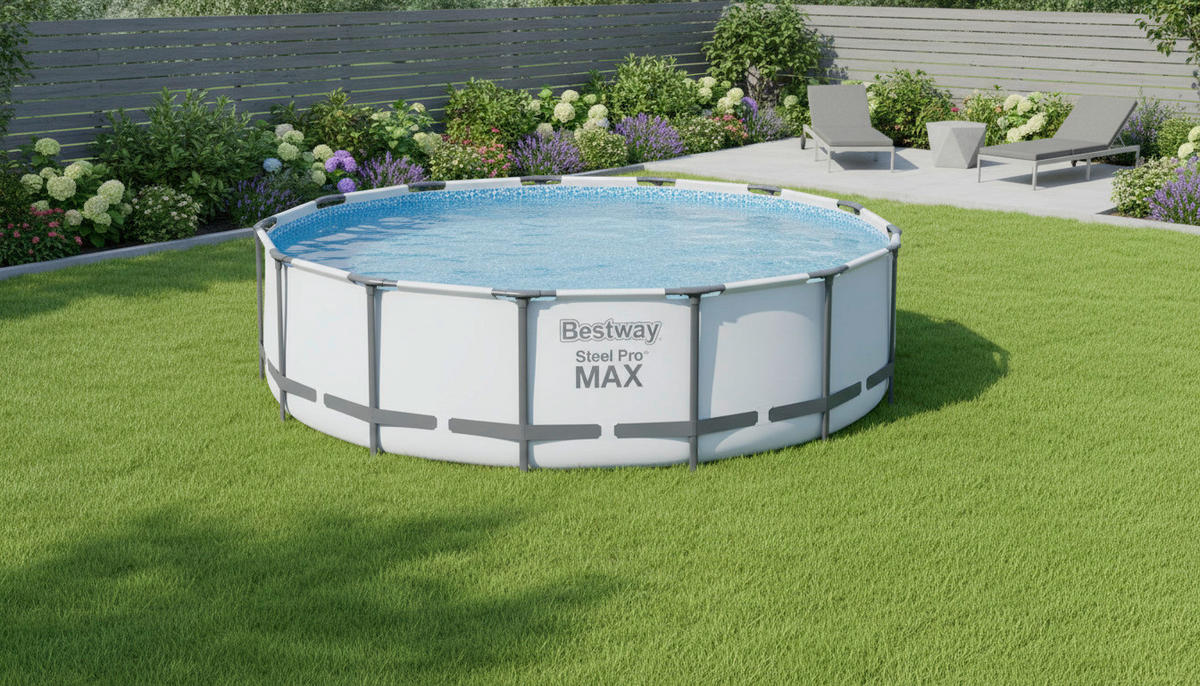 POOLSET 5612ZGS 488/122 cm  - Blau/Weiß, Basics, Kunststoff/Metall (488/122cm) - P & B