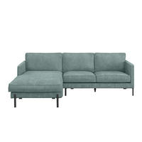 ECKSOFA Flachgewebe Türkis  - Türkis/Schwarz, Trend, Textil/Metall (154/232cm) - Livetastic