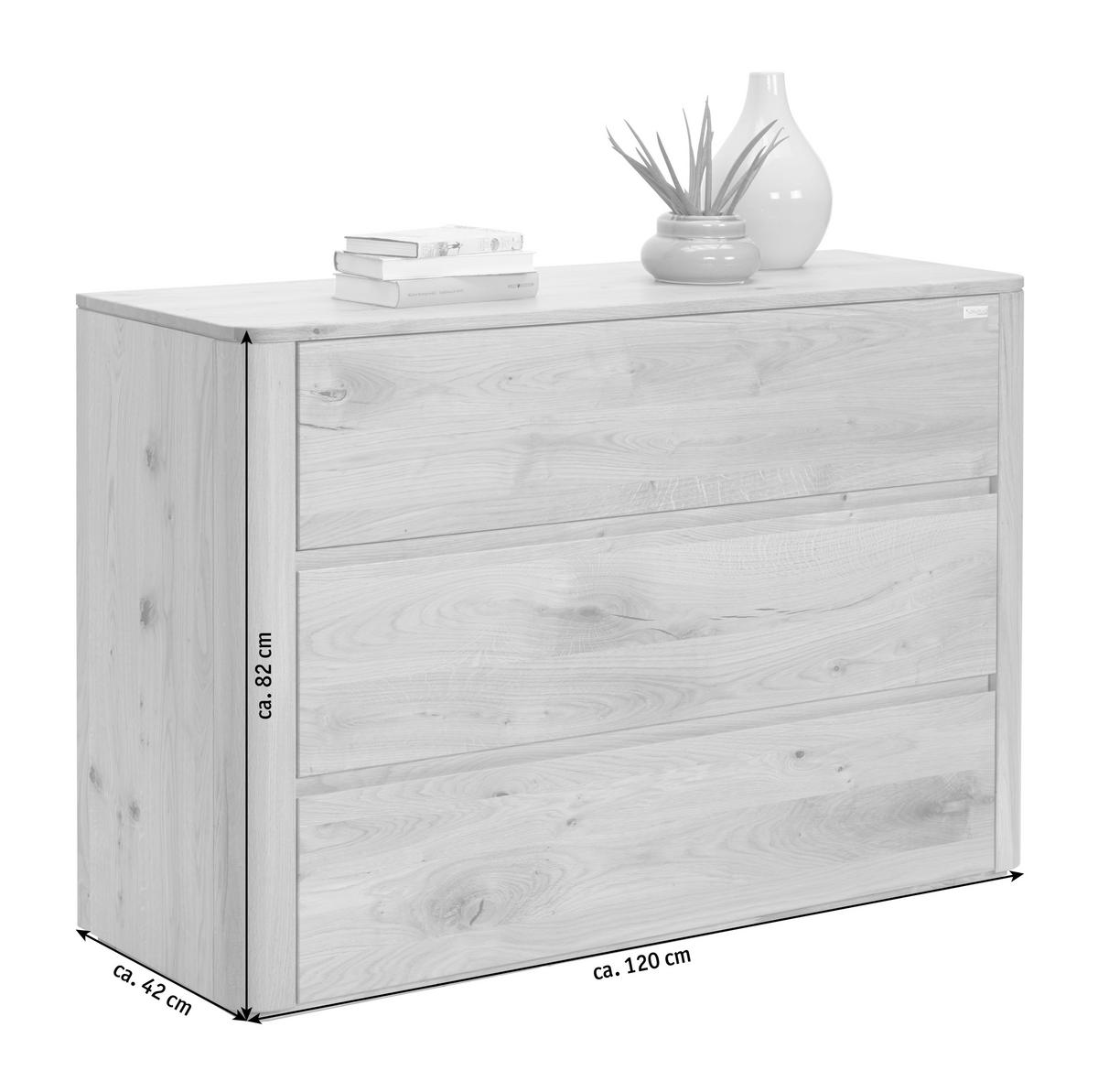 ŠIROKÁ KOMODA, divoký dub, farba duba, 120/82/42 cm - farba duba, Natur, drevo (120/82/42cm) - Valnatura