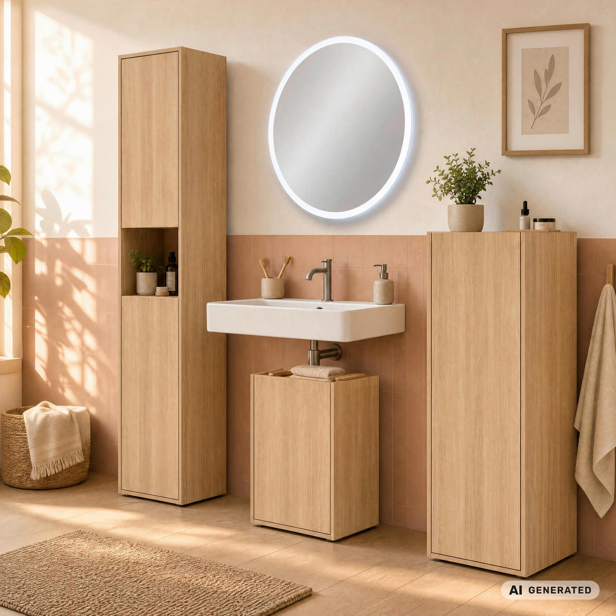 WASCHBECKENUNTERSCHRANK 42/62/35 cm  - Eichefarben/Schwarz, Trend, Holzwerkstoff/Kunststoff (42/62/35cm) - MID.YOU