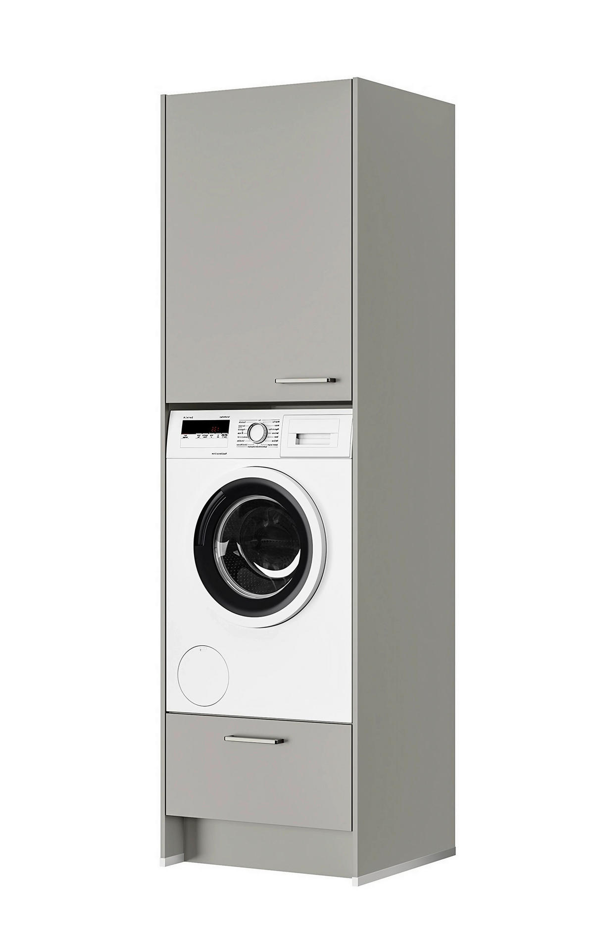 WASCHMASCHINENSCHRANK 63,2/216,6/58,3 cm  in Grau  - Edelstahlfarben/Weiß, MODERN, Holzwerkstoff/Metall (63,2/216,6/58,3cm) - Nobilia