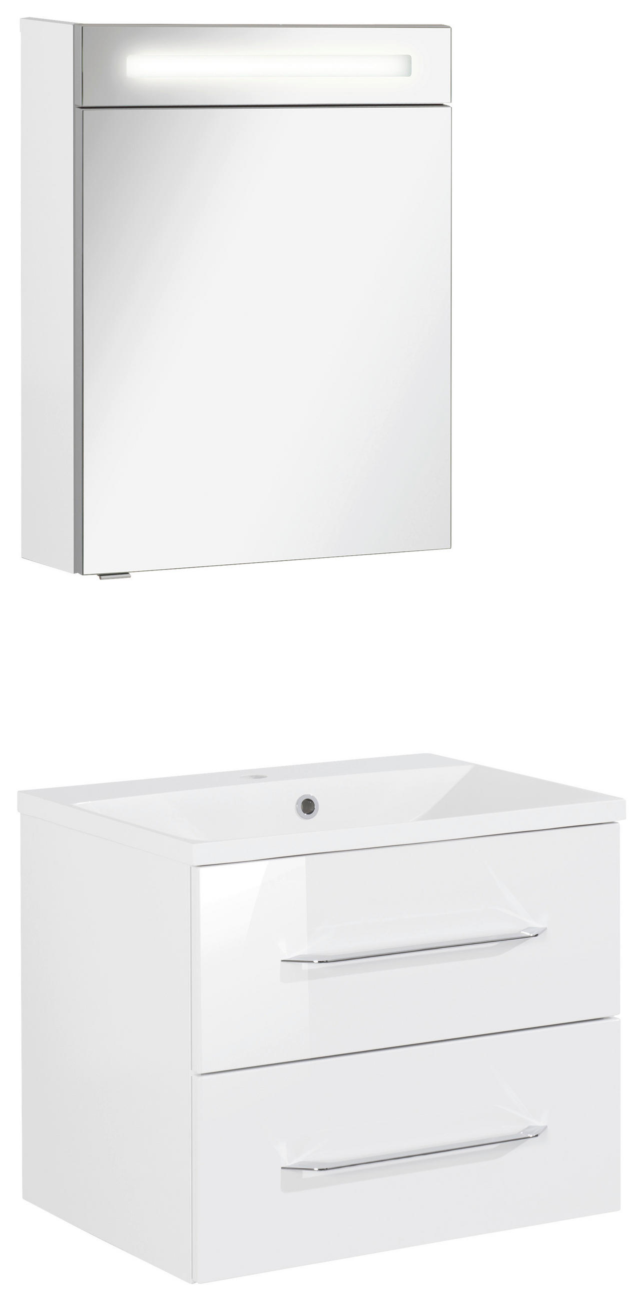 BADEZIMMER 3-teilig  in 60 cm  - Chromfarben/Weiß Hochglanz, MODERN, Glas/Holzwerkstoff (60cm) - MID.YOU