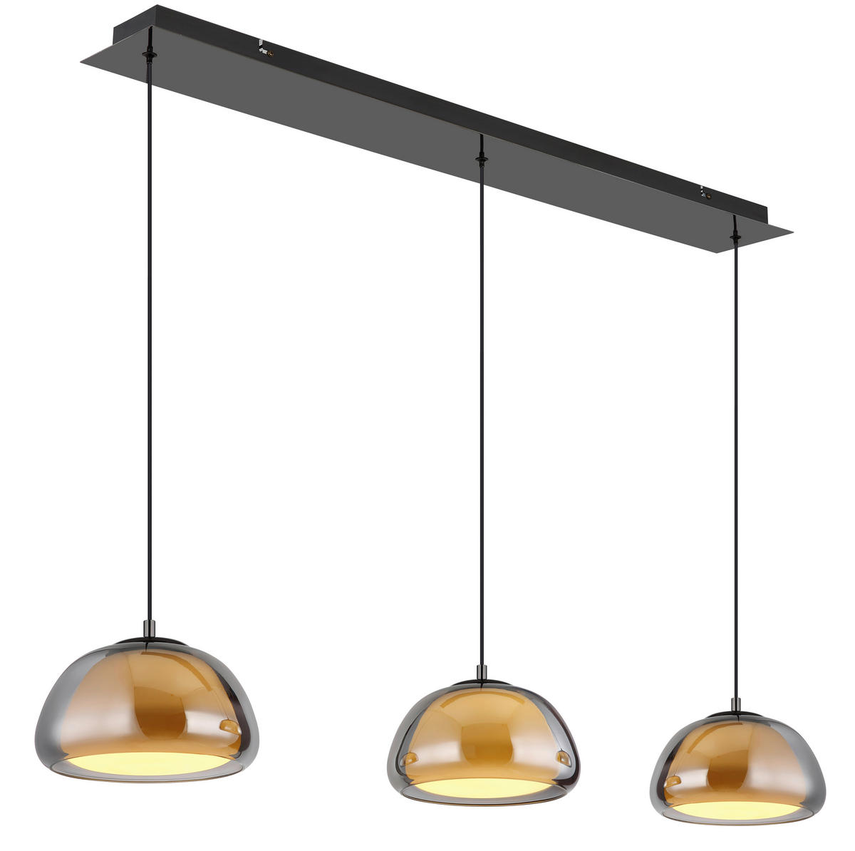 LED-HÄNGELEUCHTE 117/25/120 cm  - Schwarzchrom/Schwarz, Design, Glas/Textil (117/25/120cm) - Globo