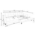 ECKSOFA Blau Flachgewebe, Leinenoptik  - Blau/Schwarz, Design, Textil/Metall (242/170cm) - Xora