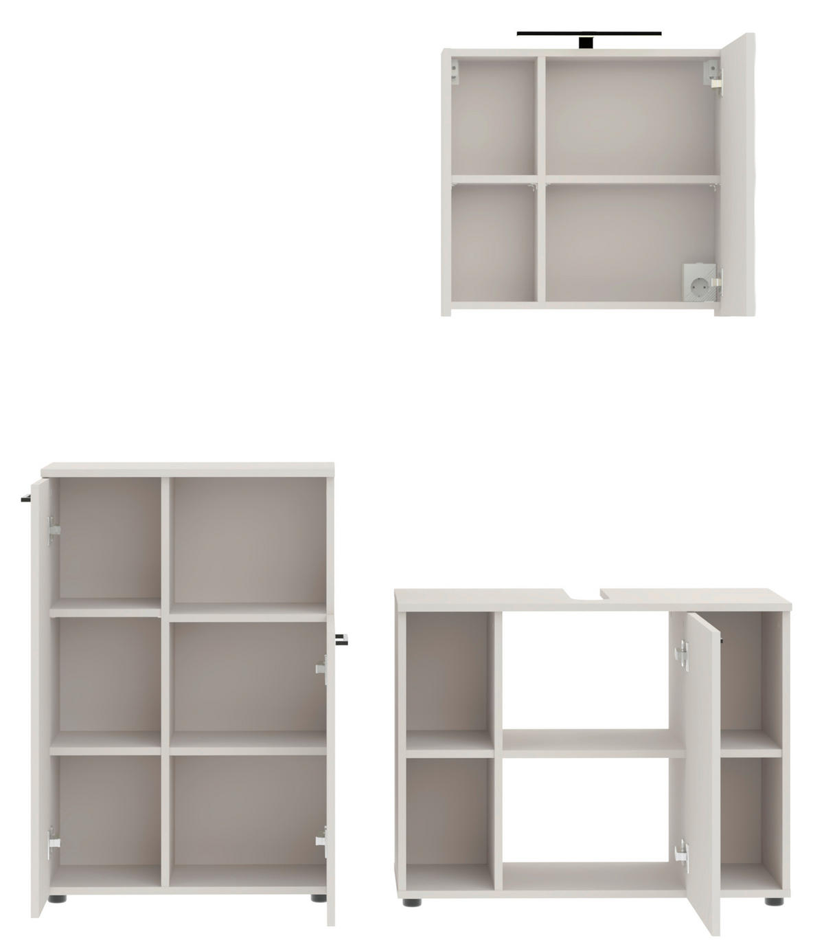BADEZIMMER 3-teilig  in 155 cm  - Kaschmir/Schwarz, Trend, Glas/Holzwerkstoff (155cm) - Respekta