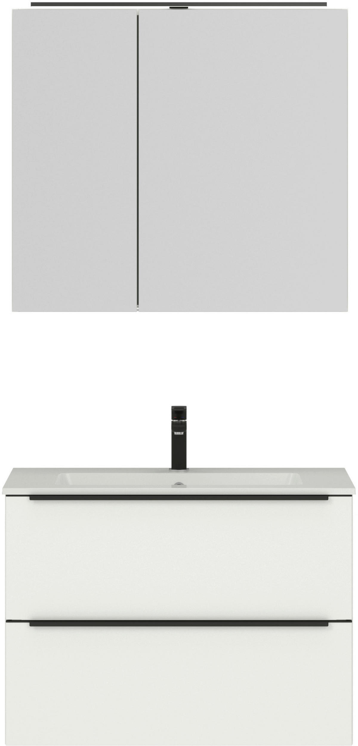 BADEZIMMER 3-teilig  in 81 cm  - Schwarz/Weiß, MODERN, Holzwerkstoff/Stein (81cm) - Nobilia
