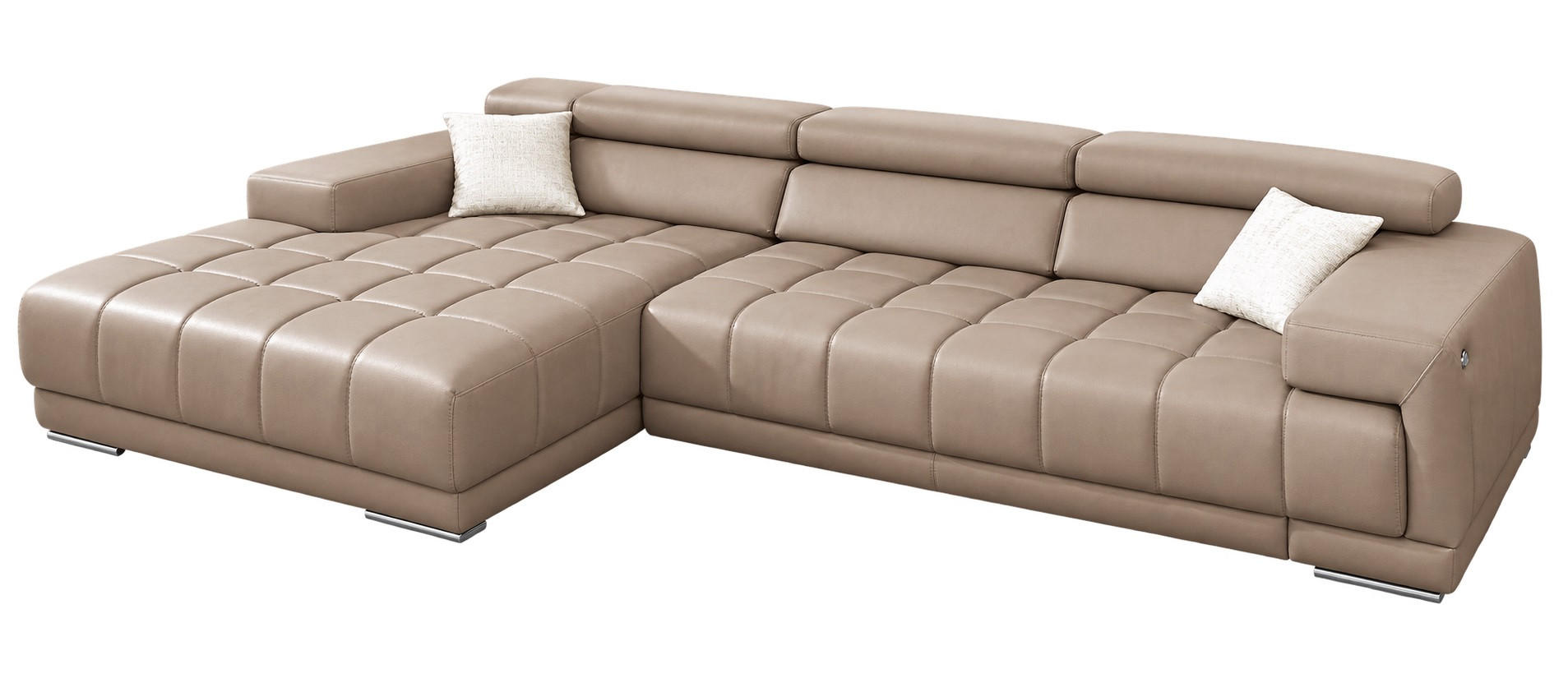 SAROKKANAPÉ bőr bézsbarna  - alumíniumszínű/bézsbarna, Design, bőr/fém (190/335cm) - Beldomo Speed