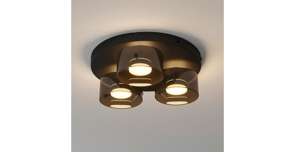 LED-DECKENLEUCHTE 41/12 cm   - Schwarz, Design, Glas/Kunststoff (41/12cm) - Novel