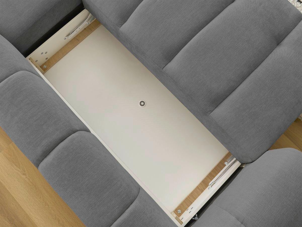 ECKSCHLAFSOFA FUJI Leinenoptik Dunkelgrau  inkl.  - Dunkelgrau/Schwarz, MODERN, Kunststoff/Textil (292/160cm)