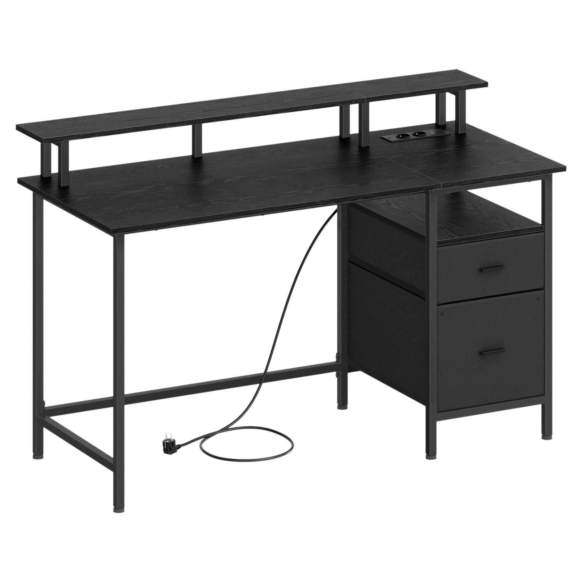 GAMINGTISCH 135/55/89 cm Schwarz höhenverstellbar  - Silberfarben/Schwarz, MODERN, Holzwerkstoff/Metall (135/55/89cm) - MID.YOU