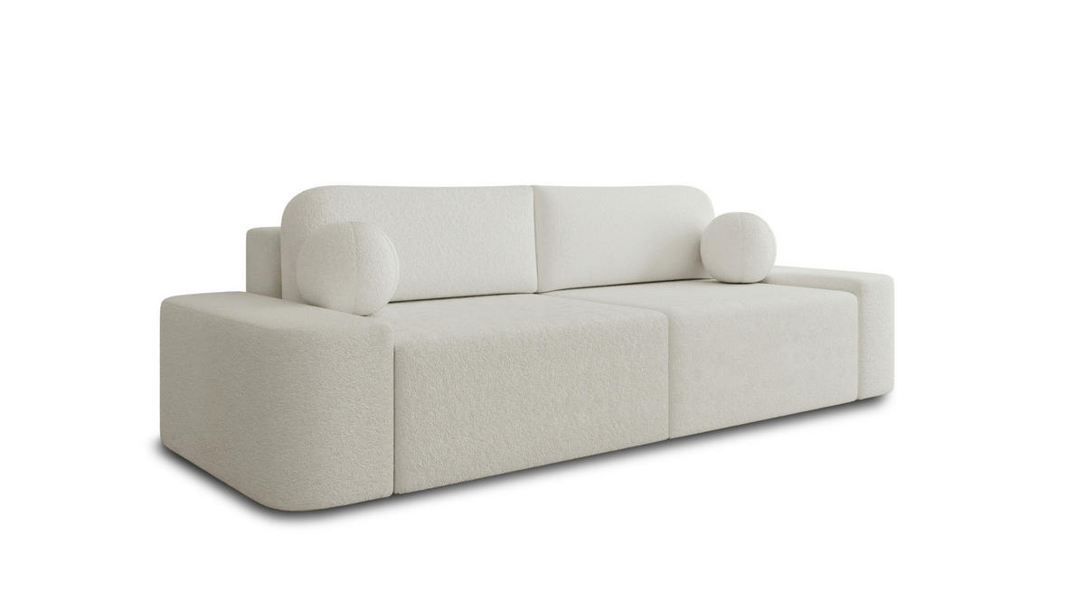SCHLAFSOFA OVAL in Bouclé Elfenbein  - Elfenbein/Schwarz, Design, Kunststoff/Textil (268/85/110cm) - MID.YOU