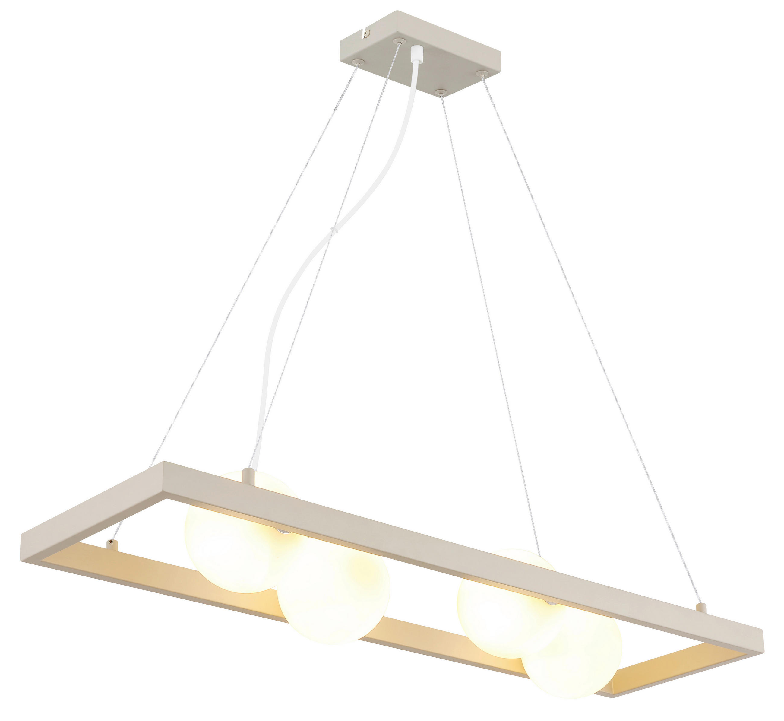 ZÁVĚSNÉ SVÍTIDLO, 84/24/150 cm  - bílá/pískové barvy, Design, kov/sklo (84/24/150cm) - Globo