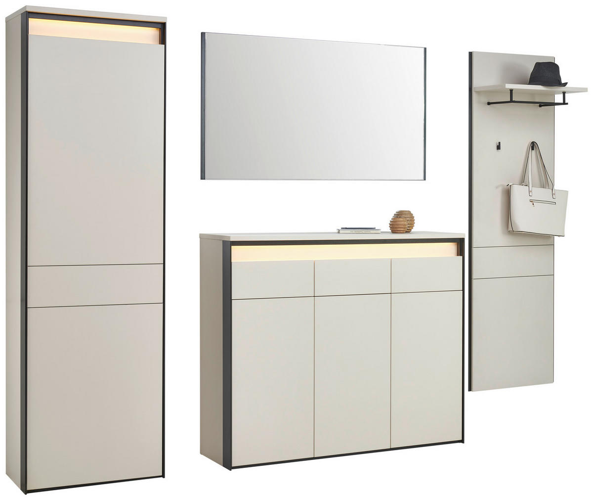 SCHUHSCHRANK Schwarz, Kaschmir  - Kaschmir/Schwarz, KONVENTIONELL, Holzwerkstoff (130/106/38cm) - Voleo