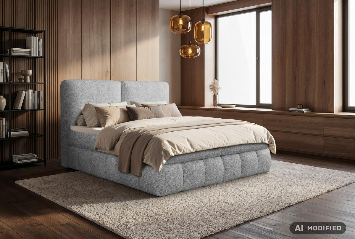 BOXBETT 140/200 cm,  in Grau, Bettkasten, Topper, Matratzen, H3 = fest  - Schwarz/Grau, KONVENTIONELL, Kunststoff/Textil (140/200cm) - Carryhome