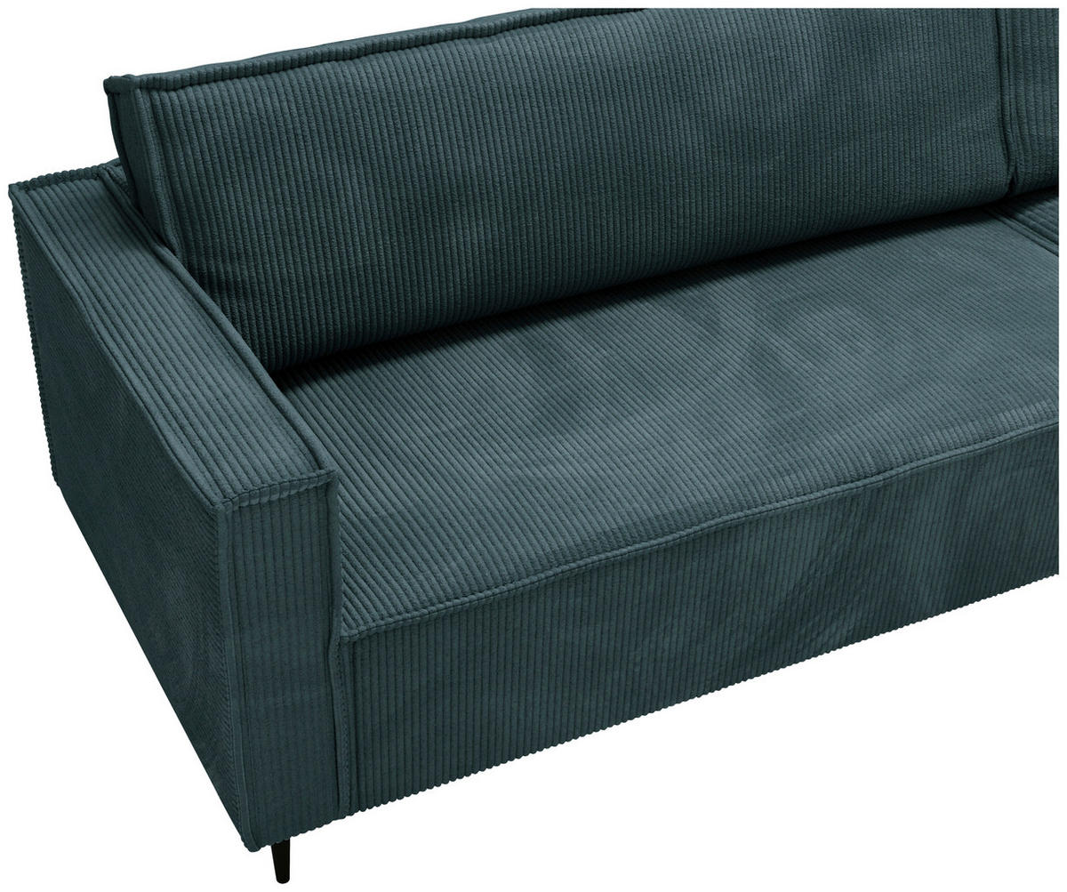 ECKSOFA in Cord Petrol  - Petrol/Schwarz, Design, Textil/Metall (223/151cm) - Livetastic