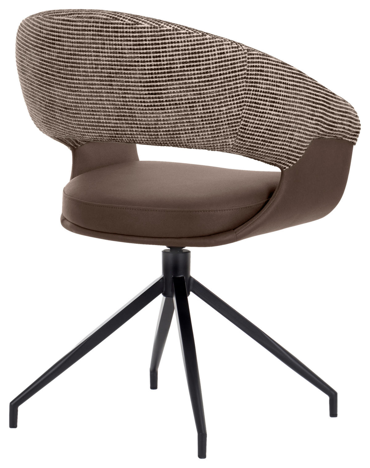 ARMLEHNSTUHL  Sitzfläche 360° drehbar, automatische Rückholfunktion Webstoff, Mikrofaser  - Schwarz/Braun, Design, Textil/Metall (60/83/62cm) - Novel