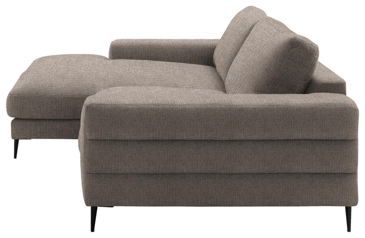 ECKSOFA in Flachgewebe Taupe  177/253 cm  - Taupe/Schwarz, Design, Textil/Metall (177/253cm) - Dieter Knoll