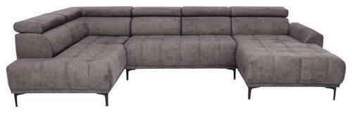 WOHNLANDSCHAFT in Velours Braun  - Schwarz/Braun, Design, Textil/Metall (191/340/172cm) - Stylife