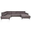 WOHNLANDSCHAFT Braun Velours  - Schwarz/Braun, Design, Textil/Metall (191/340/172cm) - Stylife