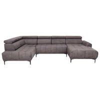 WOHNLANDSCHAFT in Velours Braun  - Schwarz/Braun, Design, Textil/Metall (191/340/172cm) - Stylife