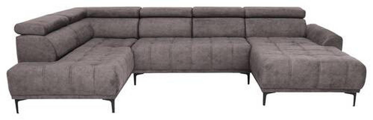 WOHNLANDSCHAFT in Velours Braun  - Schwarz/Braun, Design, Textil/Metall (191/340/172cm) - Stylife