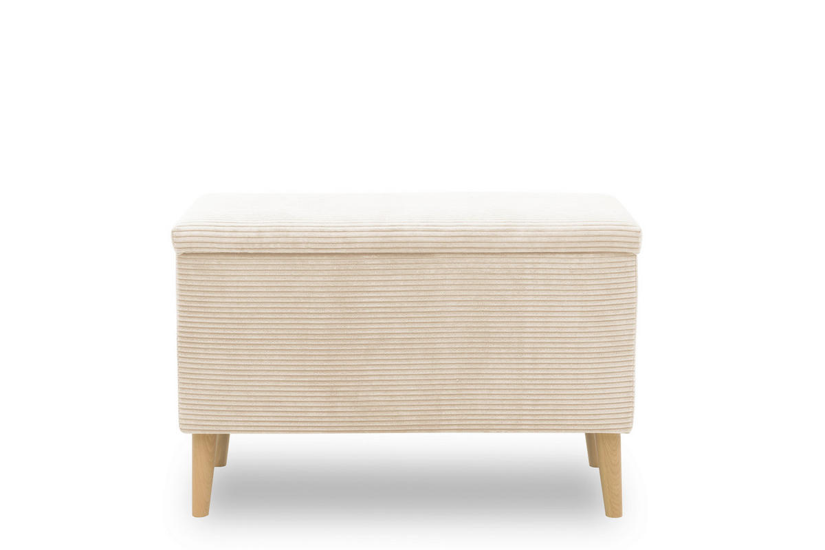 HOCKER 400 004  Cord Creme  - Creme/Naturfarben, Basics, Holz/Textil (91/58/41cm) - Livetastic