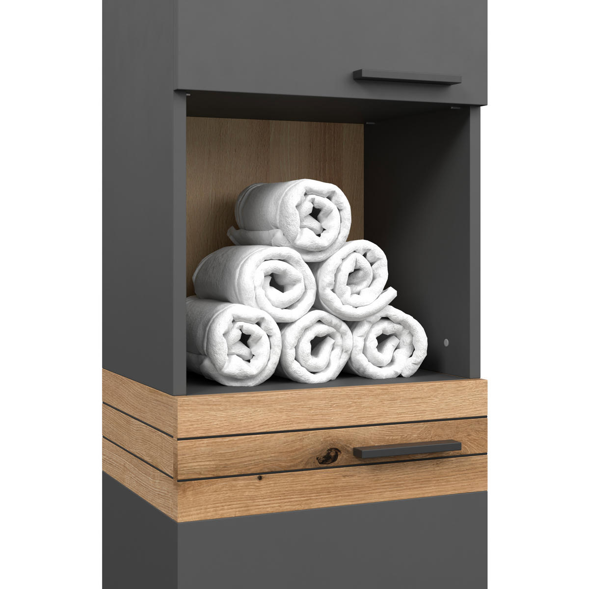 HOCHSCHRANK 40/170/30 cm  - Eichefarben/Anthrazit, MODERN, Holzwerkstoff/Kunststoff (40/170/30cm) - MID.YOU
