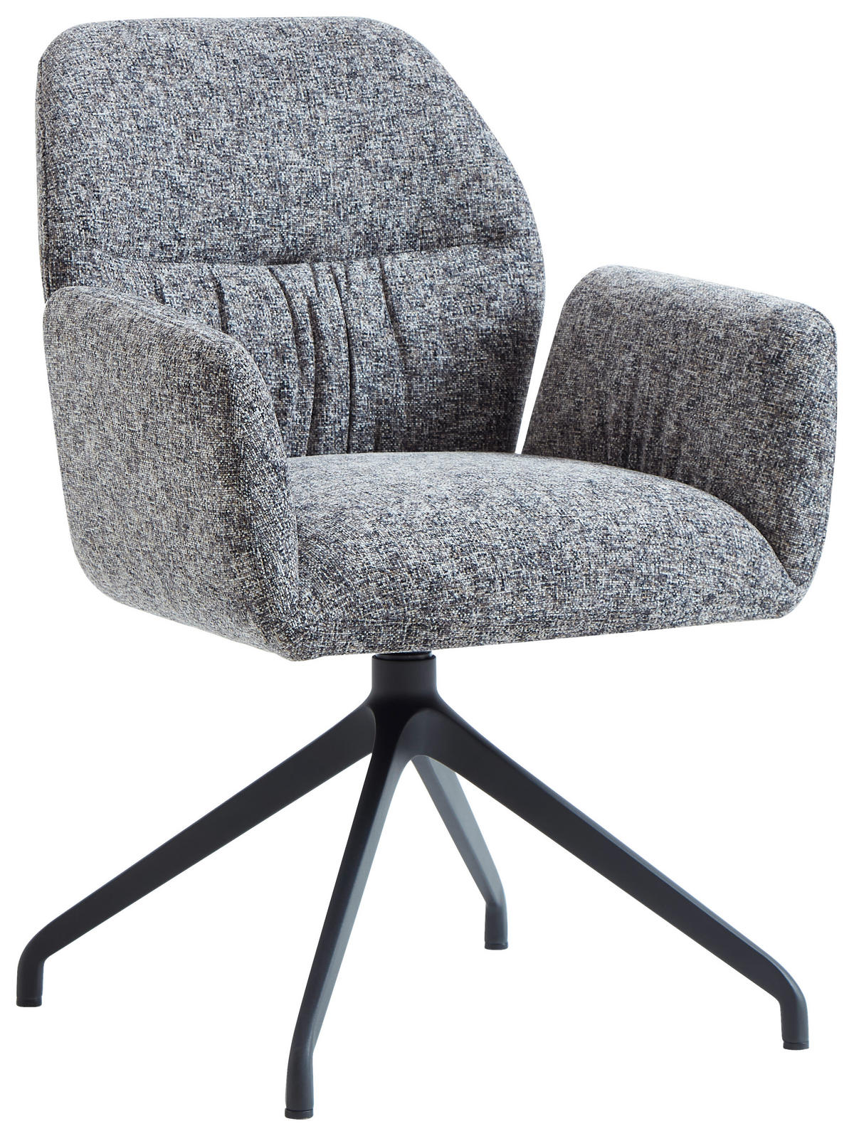 ARMLEHNSTUHL  Sitzfläche 360° drehbar, automatische Rückholfunktion Leinenoptik  - Schwarz/Grau, Design, Textil/Metall (62/89/63cm) - Dieter Knoll