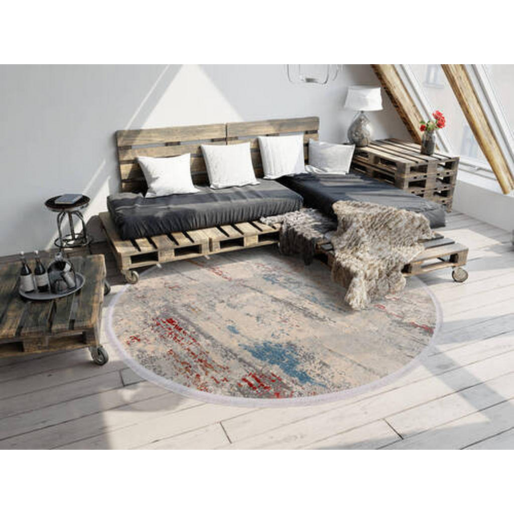 Thumbnail - Dieter Knoll Webteppich Spotlight Mimosa, Mehrfarbig, Textil, Abstraktes, rund, Oeko-Tex® Standard 100, für Fußbodenheiz...