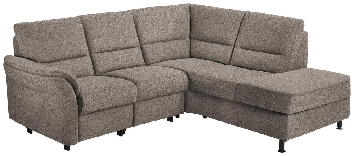 ECKSOFA in Flachgewebe Graubraun  - Graubraun/Schwarz, Modern, Textil/Metall (227/203cm) - Beldomo System