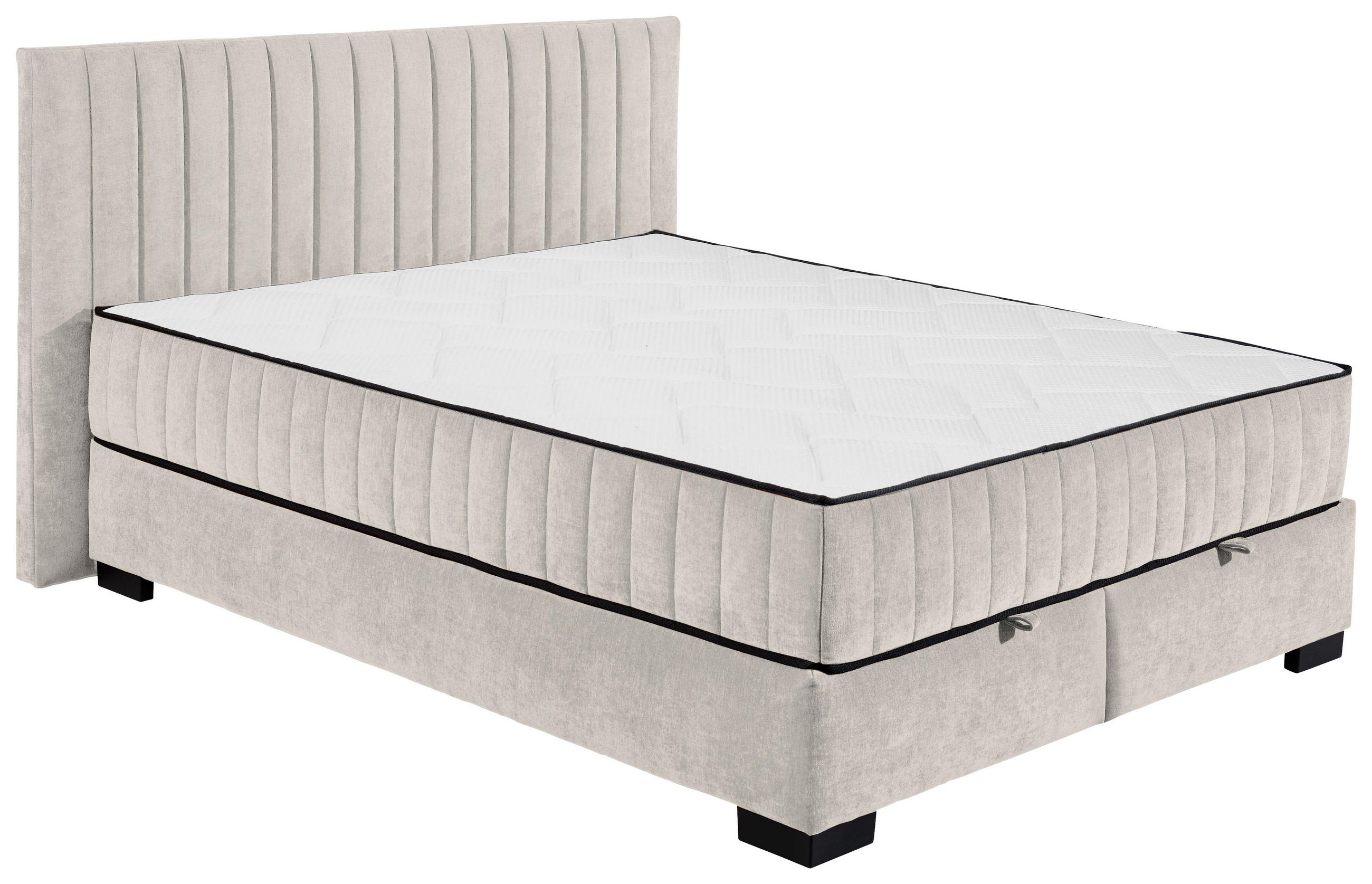 BOXBETT 160/200 cm  in Beige  - Beige/Schwarz, Modern, Holzwerkstoff/Kunststoff (160/200cm) - MID.YOU