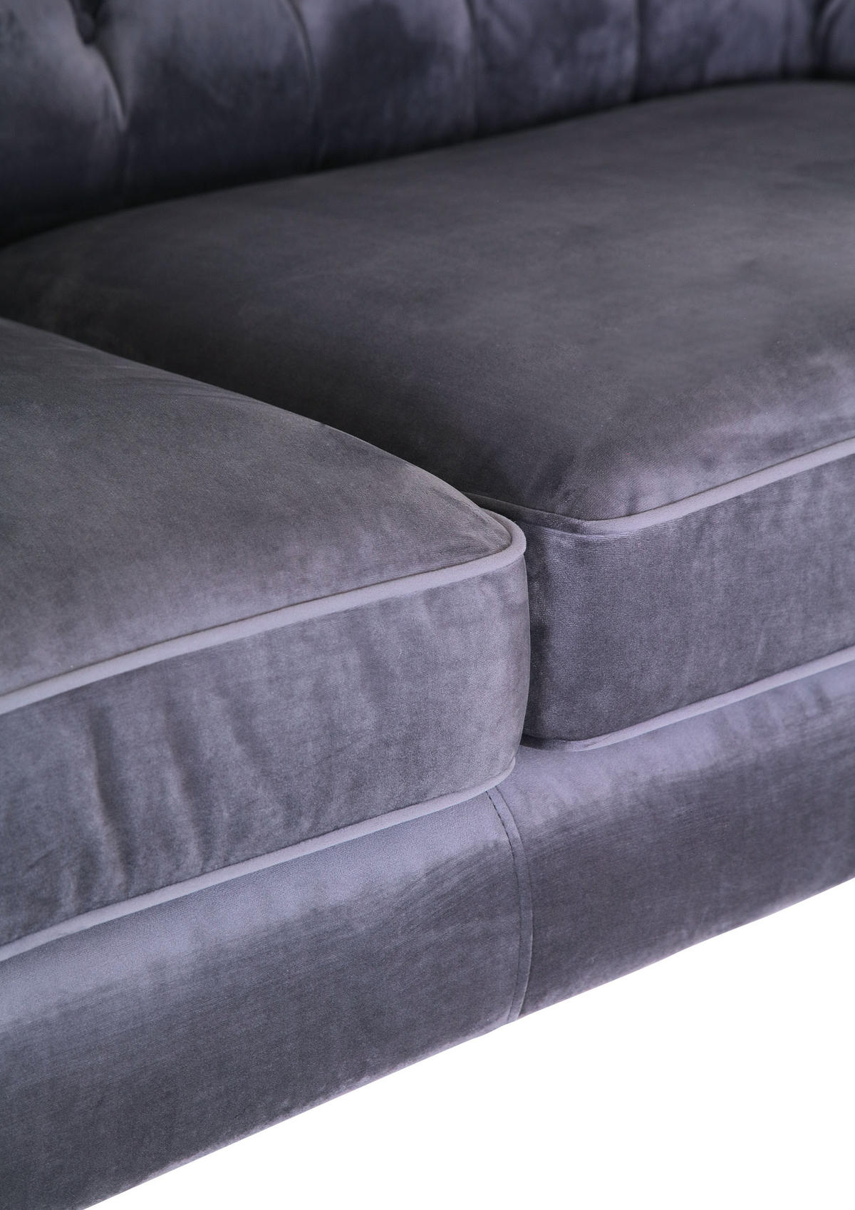 CHESTERFIELD-SOFA in Flachgewebe Hellgrau  - Hellgrau/Schwarz, LIFESTYLE, Textil/Metall (220/80/100cm) - Landscape