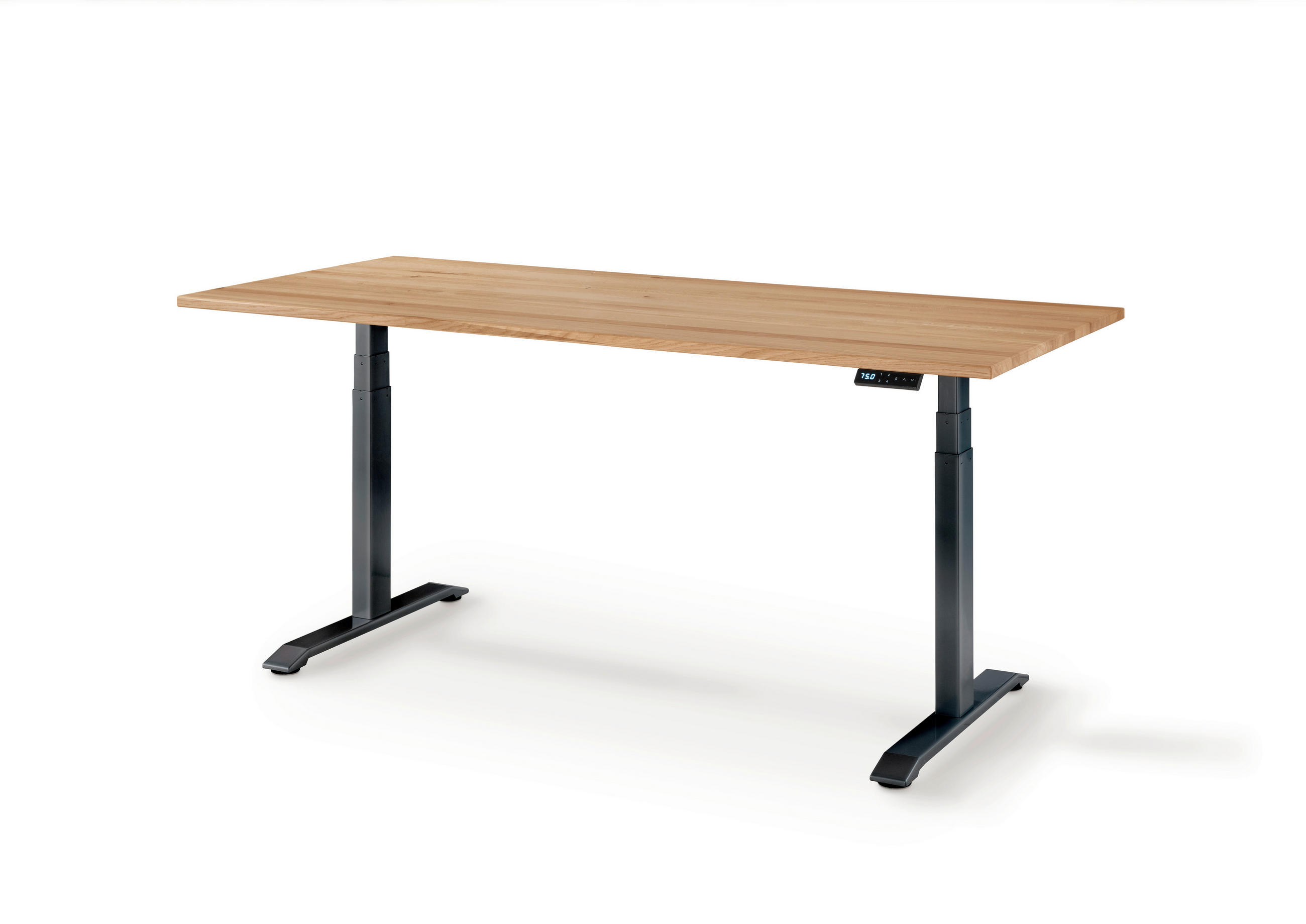 SCHREIBTISCH 140/80/64-130 cm  in Schwarz, Eichefarben  - Eichefarben/Schwarz, KONVENTIONELL, Holz/Metall (140/80/64-130cm) - Linea Natura
