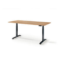 SCHREIBTISCH 180/80/64-130 cm  in Schwarz, Eichefarben  - Eichefarben/Schwarz, Konventionell, Holz/Metall (180/80/64-130cm) - Linea Natura