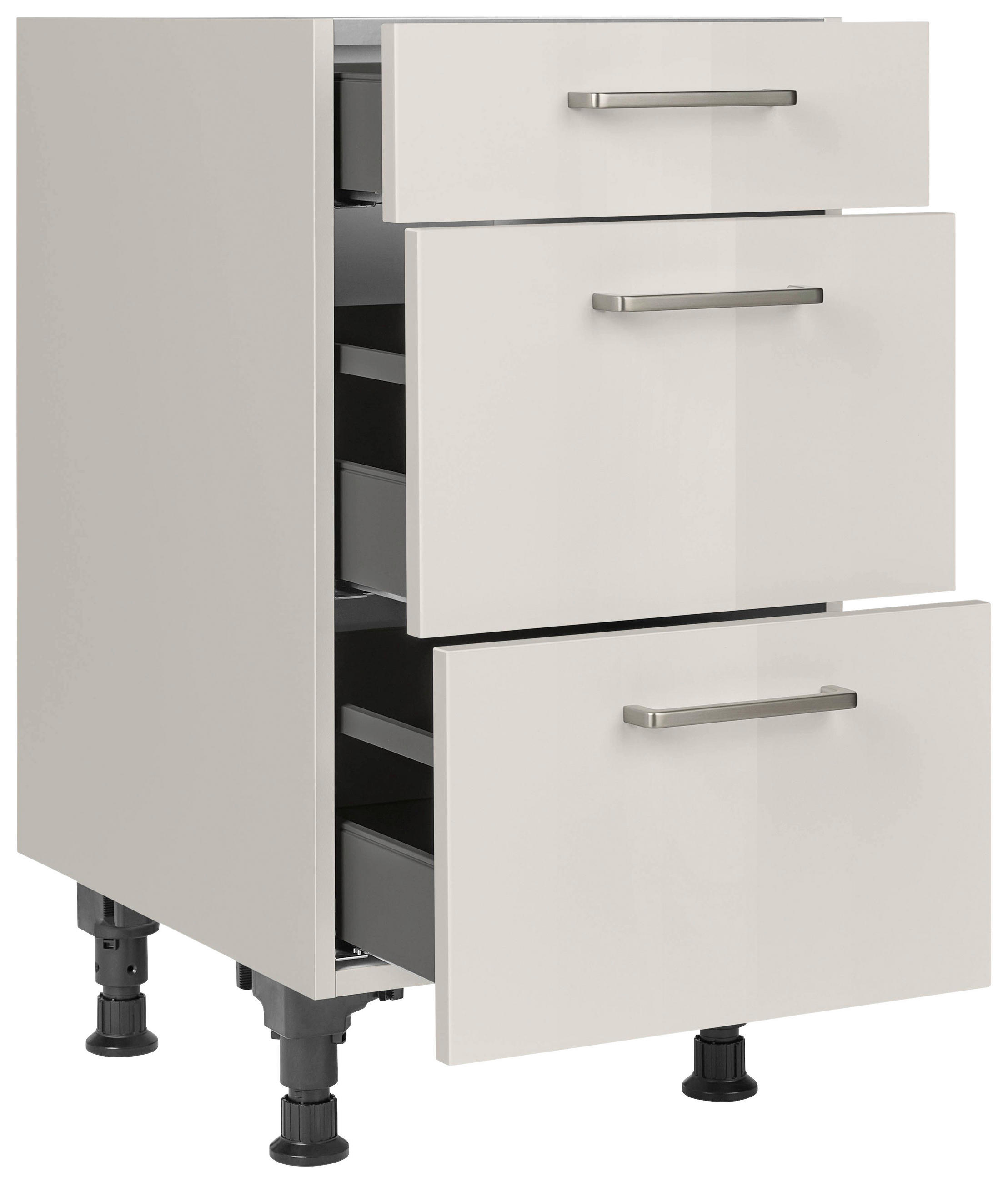 SCHUBKASTENUNTERSCHRANK 45/87/56 cm  in Hellgrau  - Edelstahlfarben/Hellgrau, MODERN, Holzwerkstoff/Metall (45/87/56cm) - Nobilia