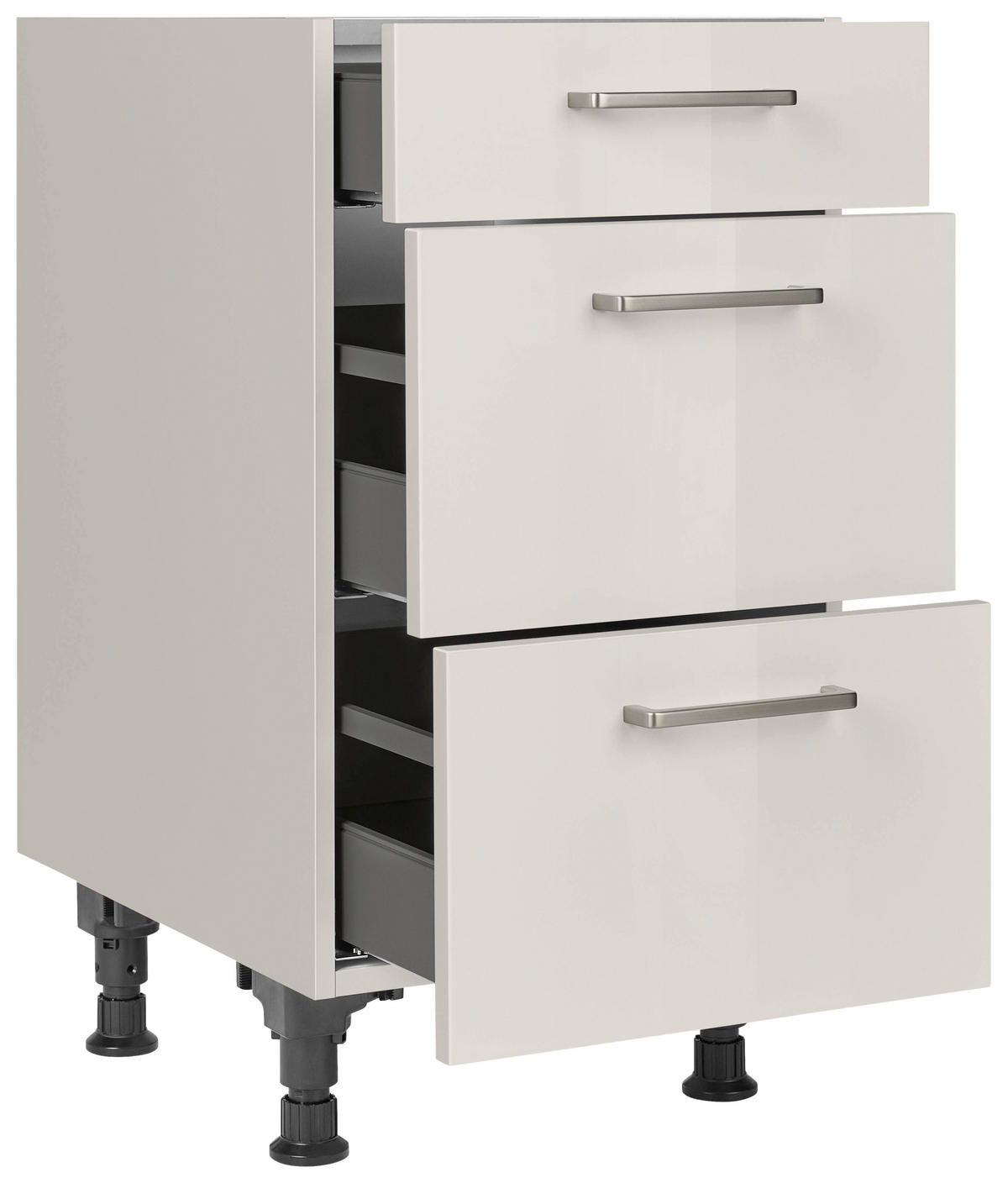 SCHUBKASTENUNTERSCHRANK 45/87/56 cm  in Hellgrau  - Edelstahlfarben/Hellgrau, MODERN, Holzwerkstoff/Metall (45/87/56cm) - Nobilia