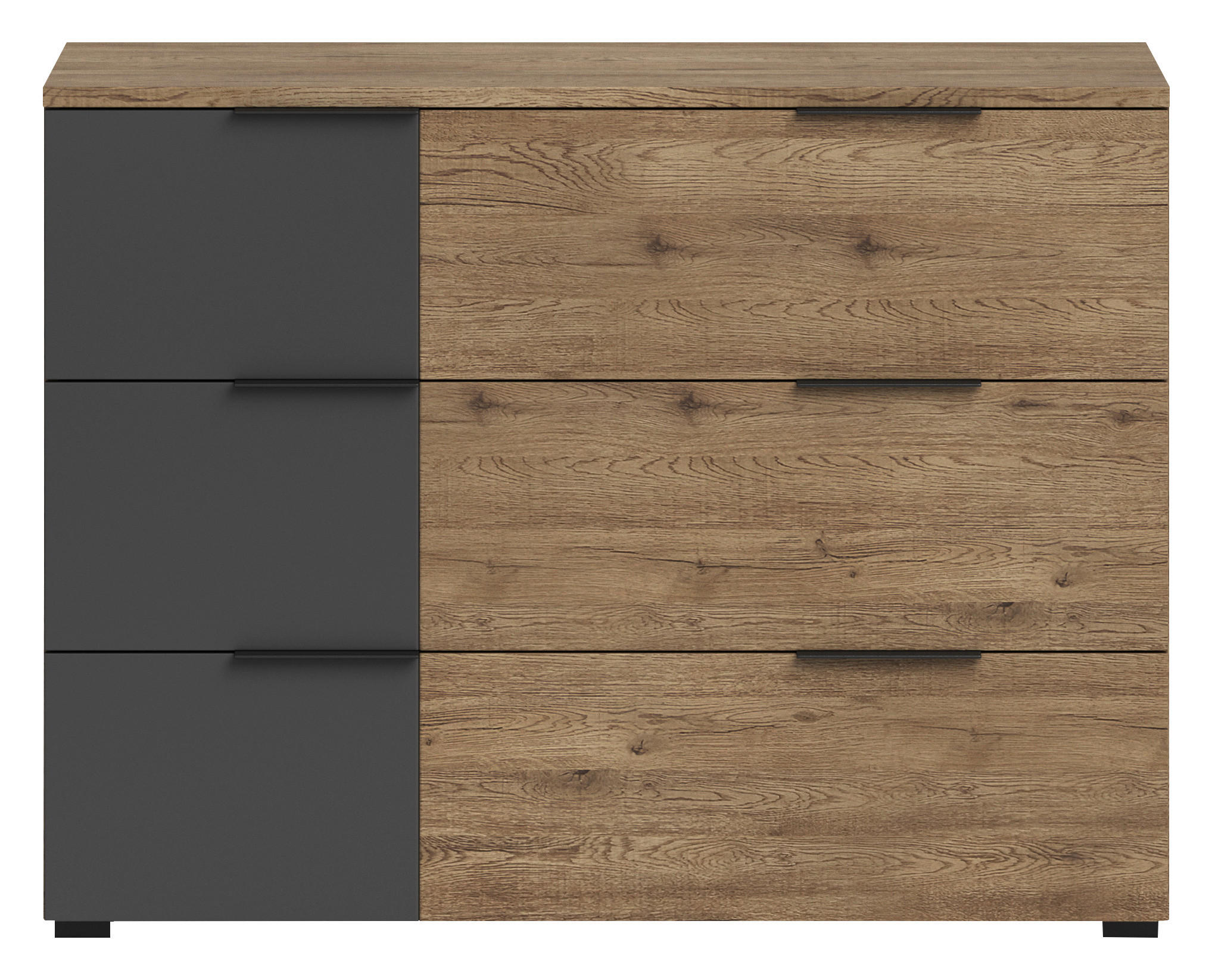 COMODĂ CU UȘI 120/89/40 cm  - culoare lemn stejar/grafit, Design, material pe bază de lemn (120/89/40cm) - Hom`in