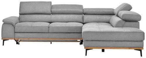 ECKSOFA in Webstoff Hellgrau  282/226 cm  - Hellgrau/Schwarz, Natur, Holz/Textil (282/226cm) - Novel