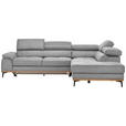 ECKSOFA in Webstoff Hellgrau  - Hellgrau/Schwarz, Natur, Holz/Textil (282/226cm) - Novel