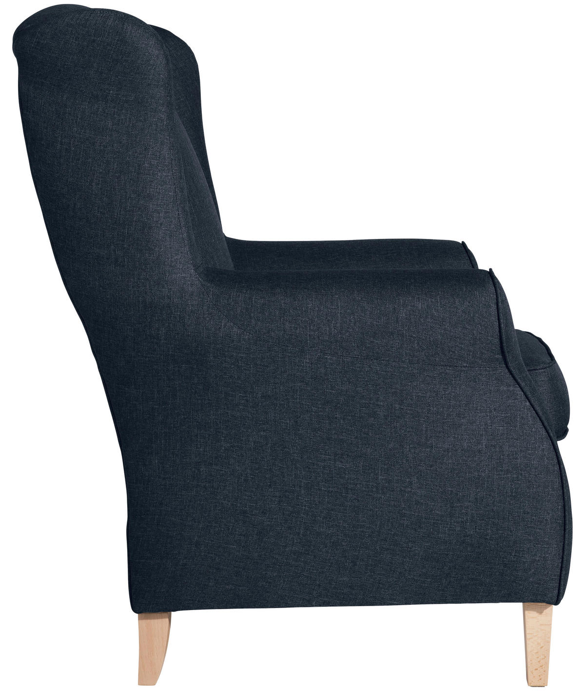 OHRENSESSEL in Flachgewebe Dunkelblau  - Buchefarben/Dunkelblau, Design, Holz/Textil (77/103/86cm) - Max Winzer